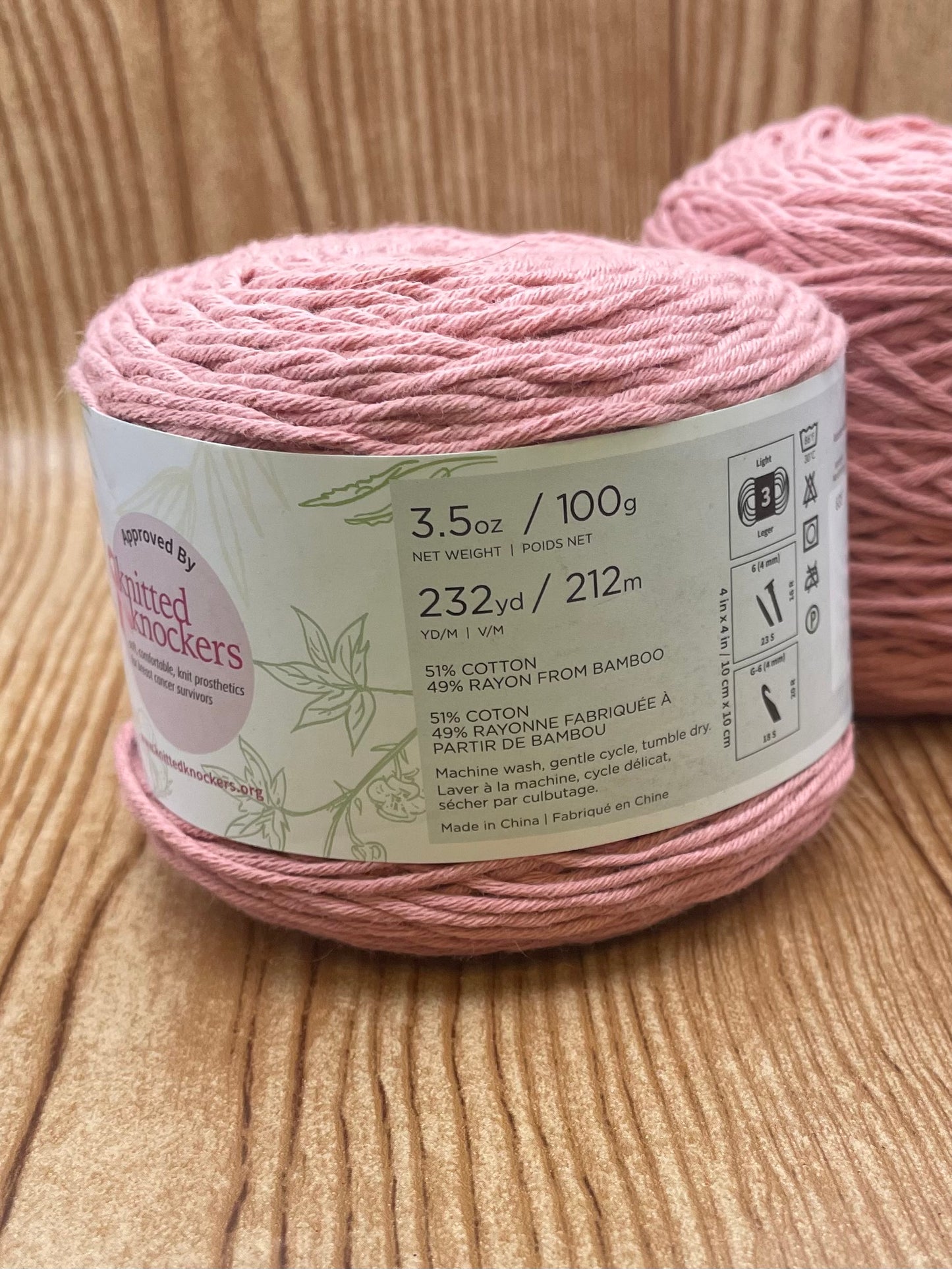 Two Skeins Pink Bamboo Blend Yarn