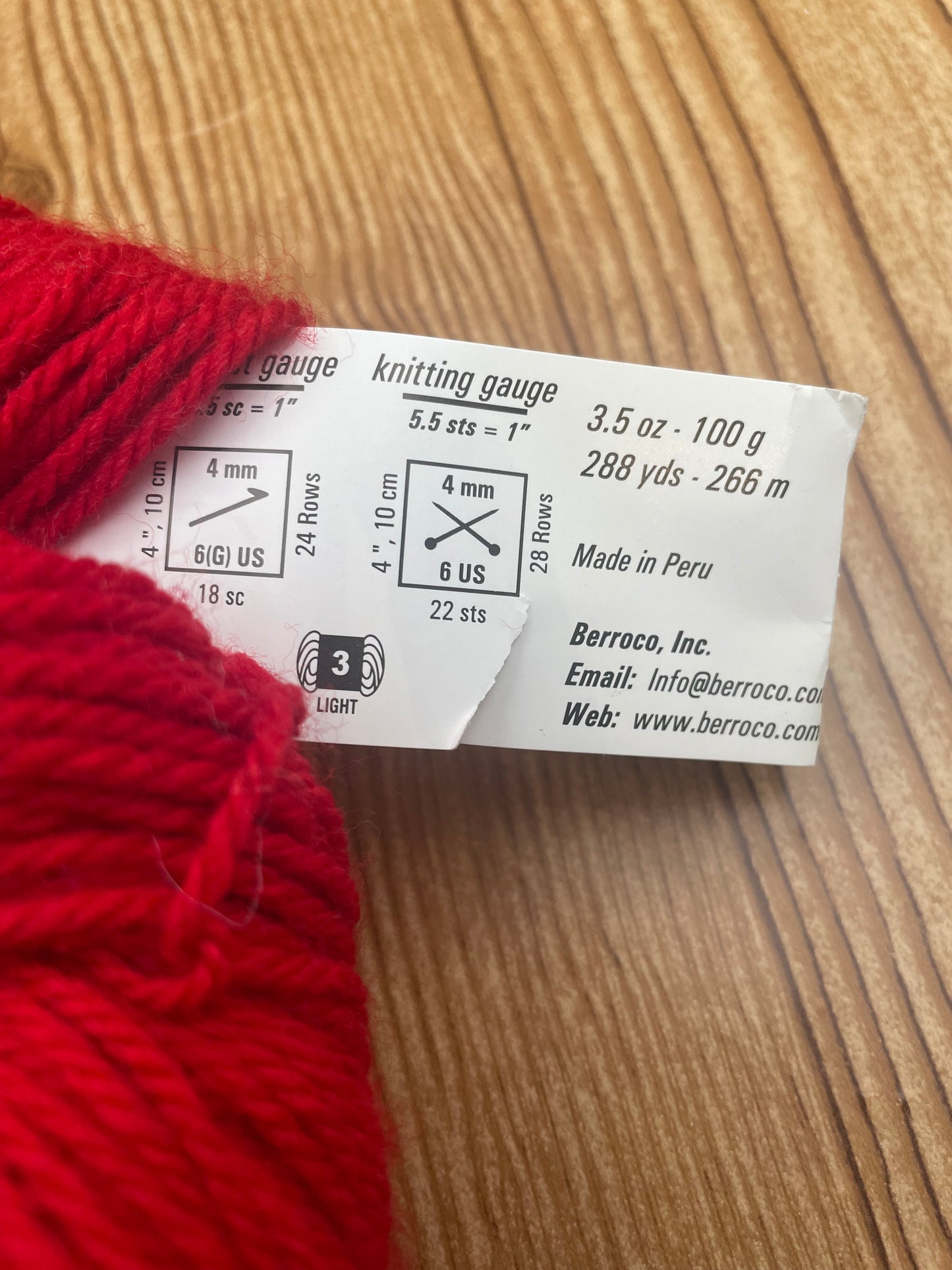 Red Wool Blend Hank